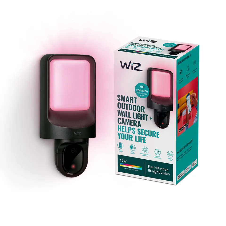 wiz-outdoor-wandleuchte-mit-wlan-kamera-smartes-farb-und-wei-licht-per-app image 1