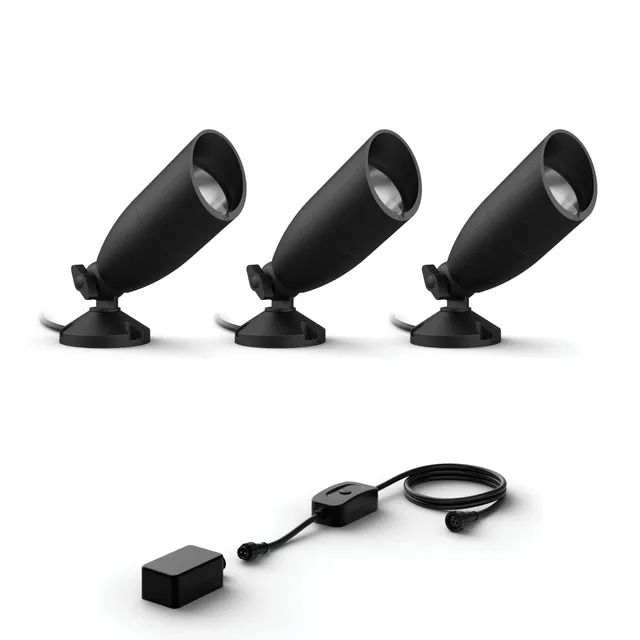 wiz-basis-set-3-smarte-gartenstrahler-schwarz-wei-farbe image 1