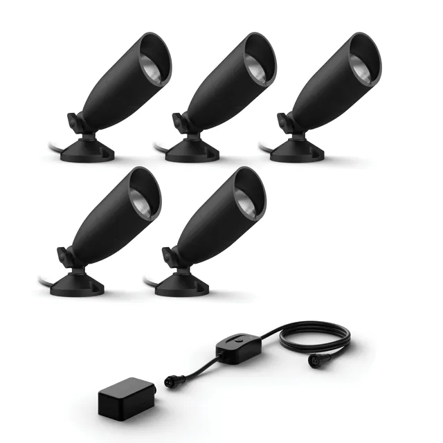 wiz-basis-set-5-smarte-gartenstrahler-schwarz-wei-farbe image 1