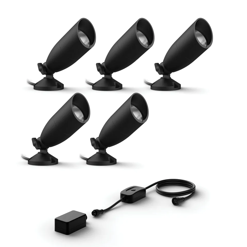 wiz-basis-set-5-smarte-gartenstrahler-schwarz-wei-farbe image 1