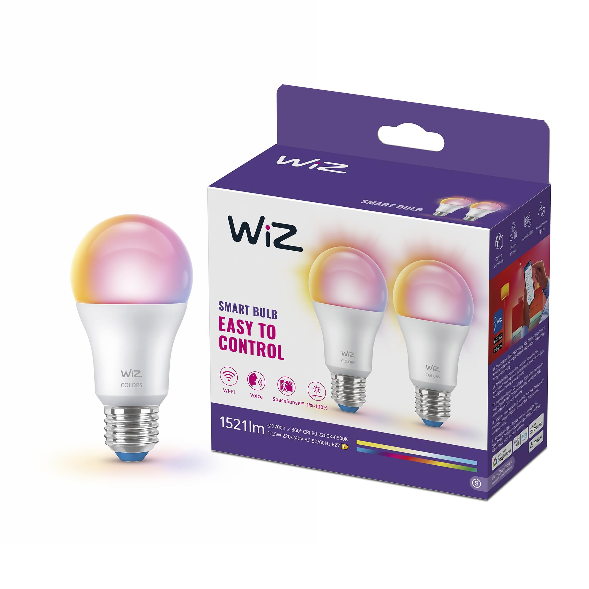 wiz-smart-led-a60-color-tunable-white-e27-1521lm-2er-pack image 1
