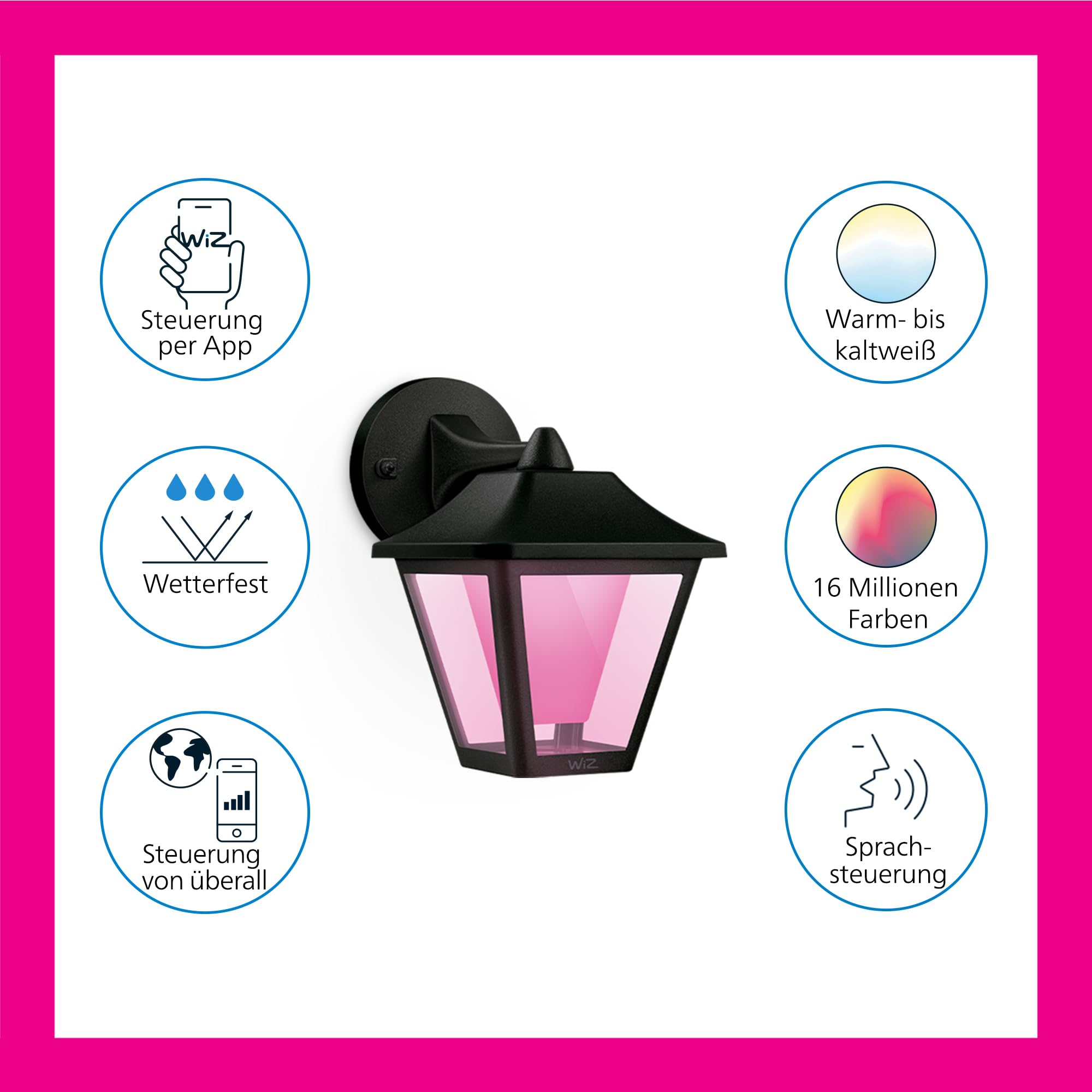 wiz-outdoor-wandleuchte-classic-schwarz-16-mio-farben-wlan-ip44 image 3