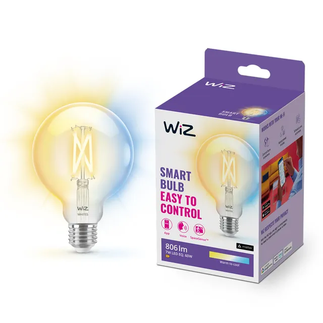 wiz-tunable-white-led-lampe-globe-e27-60w-vintage-filament-transparent-dimmbar image 1