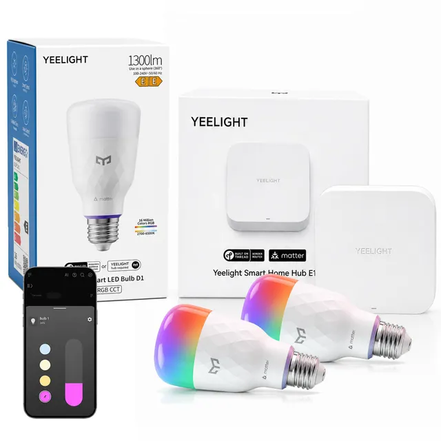 yeelight-smart-starter-kit-e1-matter-hub-d1-smart-gl-hbirne-e27-1300-lm image 1