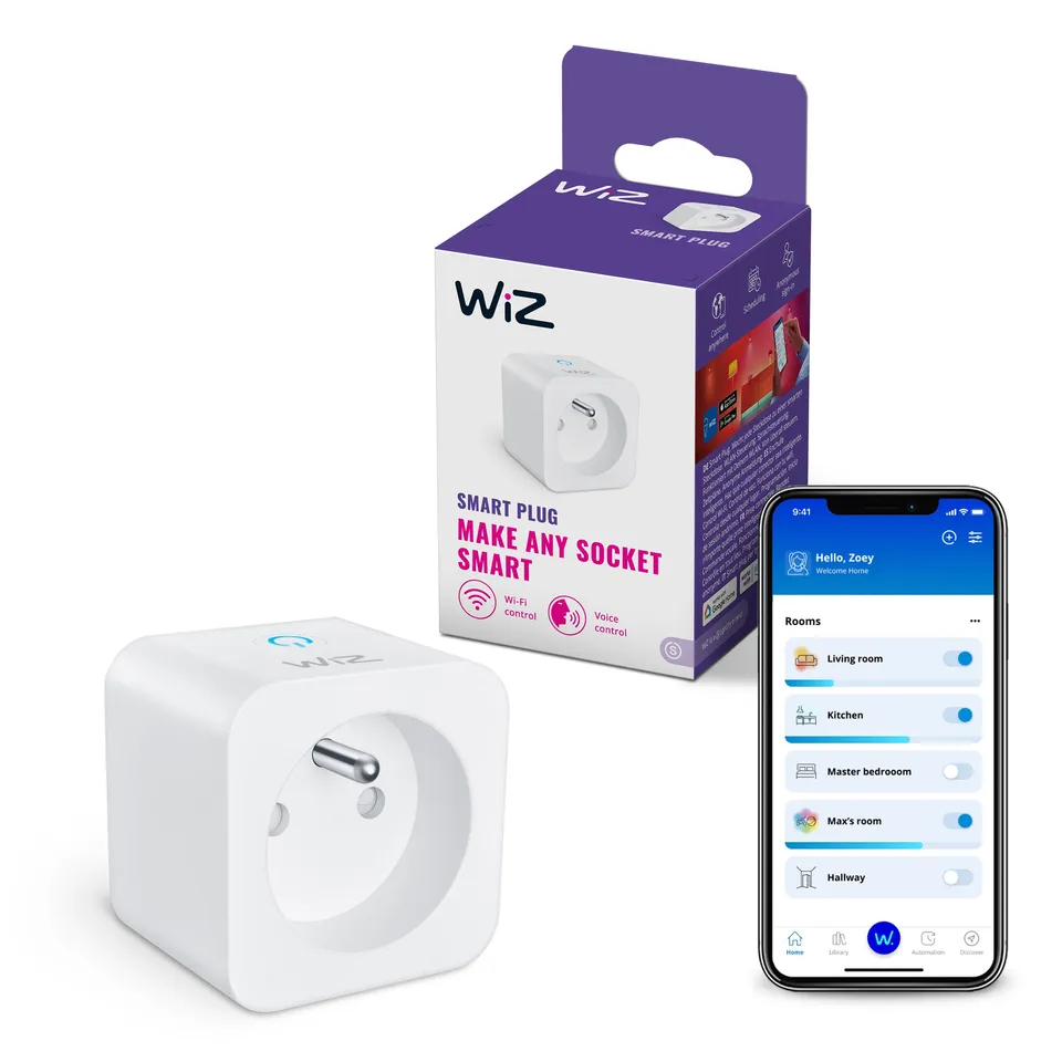 wiz-smart-plug-type-e-1pk-matter-wlan-steckdose-mit-app-und-sprache image 1