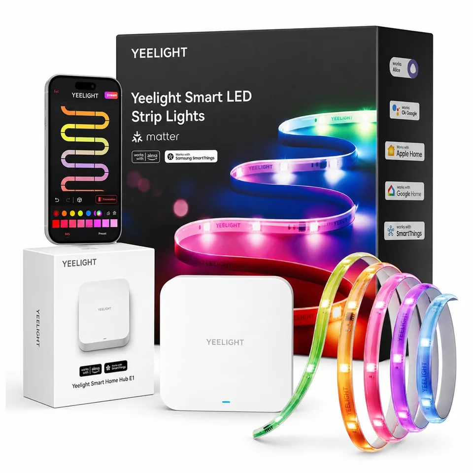 yeelight-matter-over-thread-starter-set-10m-rgb-ic-led-streifen-e1-hub image 1