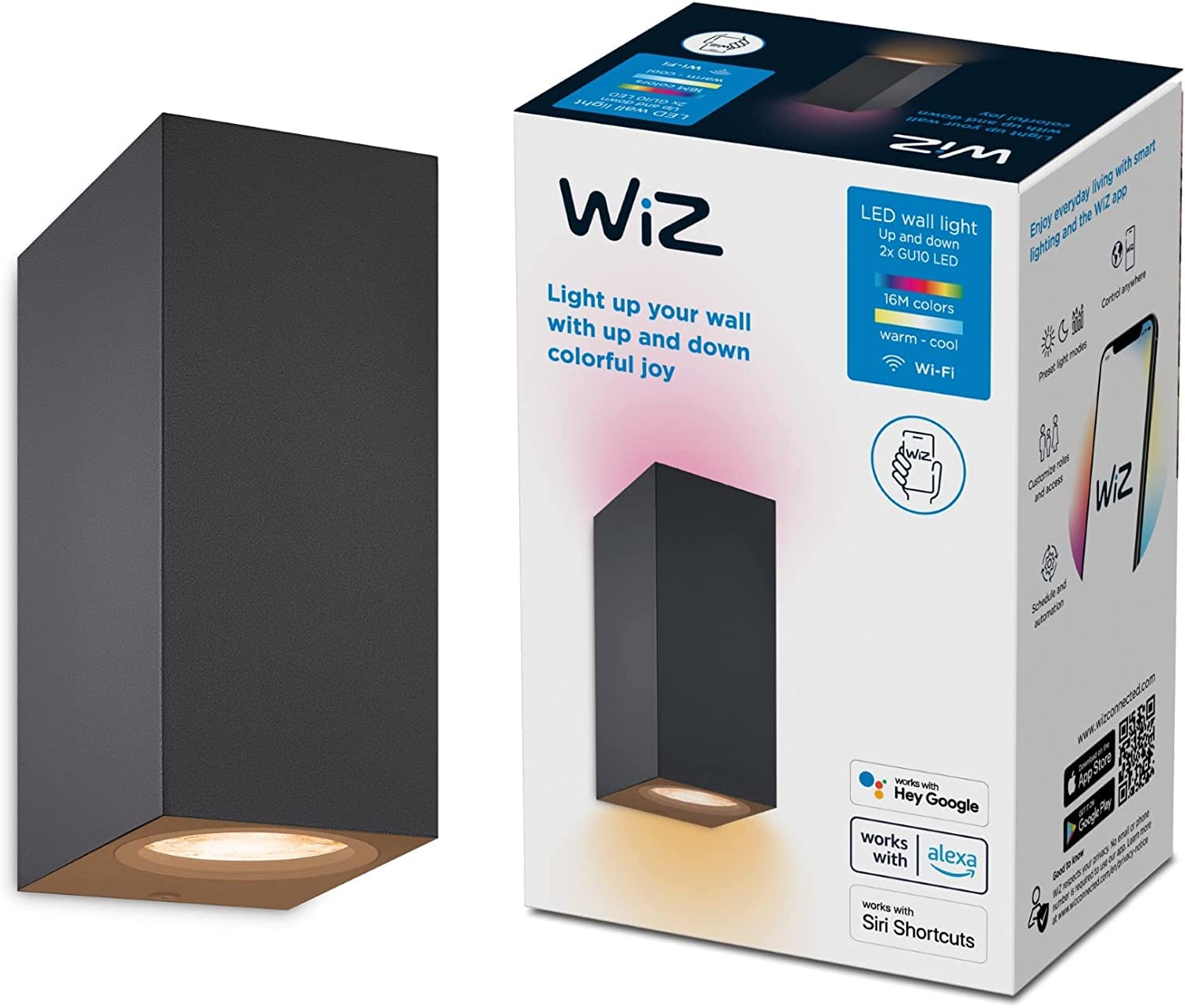 wiz-up-down-wandleuchte-tunable-white-color-dimmbar-schwarz-wlan image 1